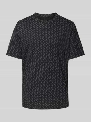 ARMANI EXCHANGE T-Shirt mit Allover-Label-Print in Black, Größe L