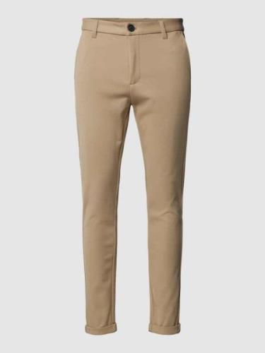 Lindbergh Slim Fit Stoffhose mit Eingrifftaschen in Sand, Größe XXL