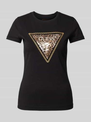 Guess T-Shirt mit Zierperlenbesatz in Black, Größe S