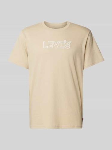 Levi's® Relaxed Fit T-Shirt mit Label-Print in Beige, Größe L