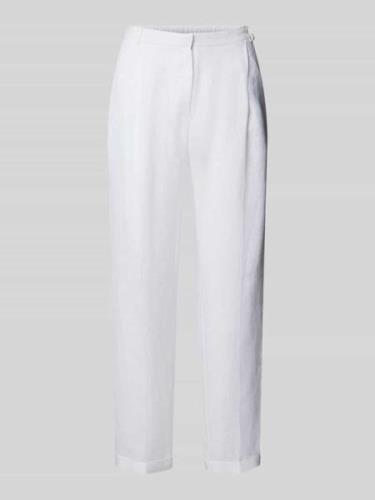 Stefanel Regular Fit Leinenhose mit Bundfalten in Weiss, Größe 38