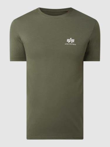 Alpha Industries T-Shirt mit Logo-Print Modell 'Basic T' in Oliv, Größ...