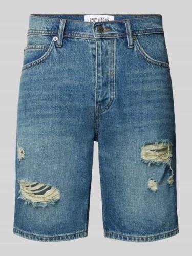 Only & Sons Regular Fit Jeansshorts im Destroyed-Look Modell 'EDGE' in...