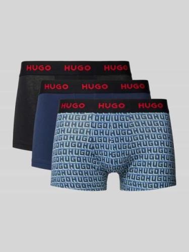 HUGO Trunks mit elastischem Logo-Bund im 3er-Pack in Blau, Größe S