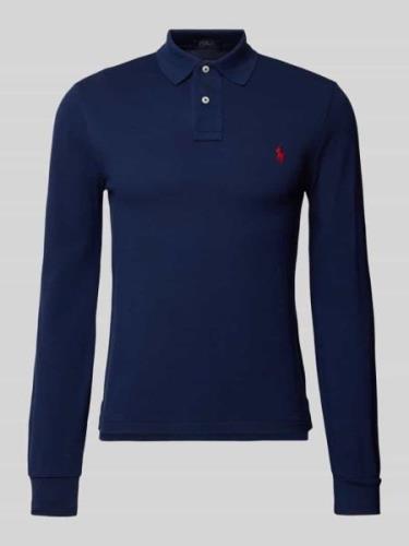 Polo Ralph Lauren Slim Fit Poloshirt im langärmeligen Design in Marine...