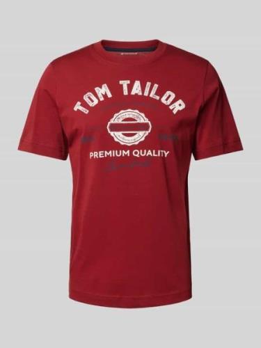 Tom Tailor T-Shirt mit Statement-Print in Bordeaux, Größe L