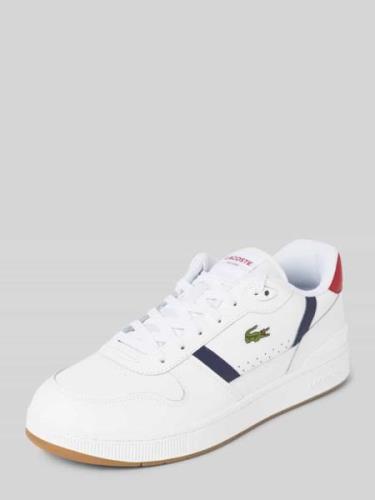 Lacoste Ledersneaker mit Label-Stitching in Weiss, Größe 44