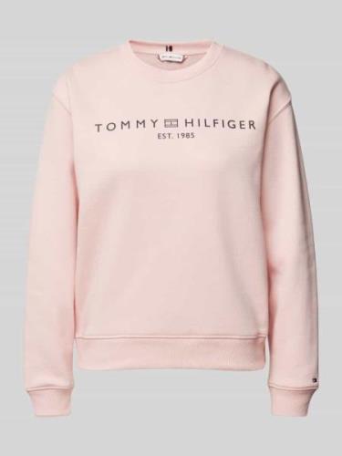 Tommy Hilfiger Sweatshirt mit Label-Print in Rosa, Größe XS