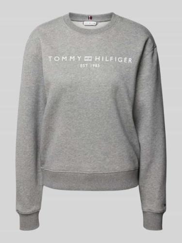 Tommy Hilfiger Sweatshirt mit Label-Print in Hellgrau, Größe L