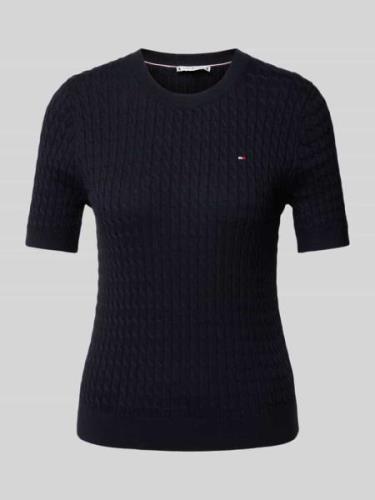 Tommy Hilfiger Strickshirt mit Logo-Stitching in Marine, Größe L