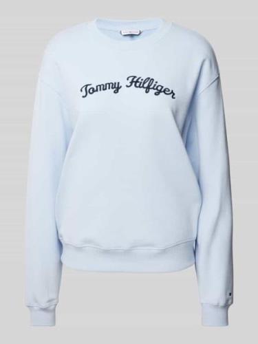 Tommy Hilfiger Sweatshirt mit Label-Stitching Modell 'SCRIPT' in Hellb...