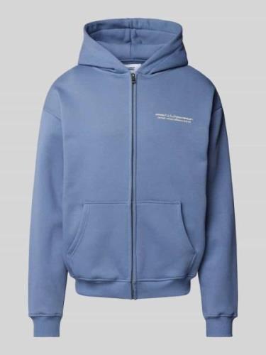 Multiply Apparel Oversized Sweatjacke mit Label-Print in Blau, Größe S