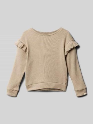 Lil Atelier Sweatshirt mit Rüschen Modell 'SOPHIA' in Sand Melange, Gr...