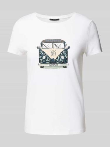 Zero T-Shirt mit Label-Motiv-Print in Weiss, Größe 34