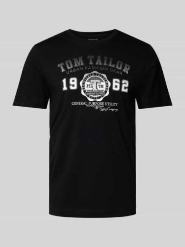 Tom Tailor T-Shirt mit Rundhalsausschnitt in Black, Größe M