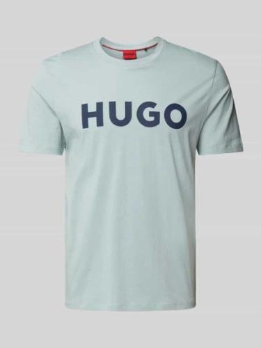 HUGO T-Shirt mit Label-Print Modell 'DULIVIO' in Hellgrau, Größe S