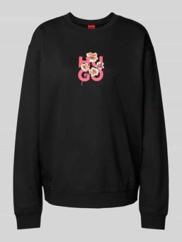 HUGO Sweatshirt mit Label-Print in Black, Größe XS