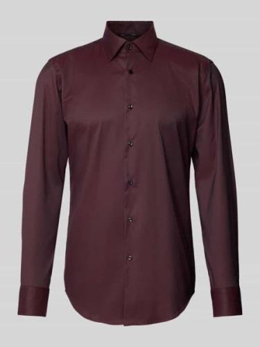 BOSS Slim Fit Business-Hemd mit Knopfleiste Modell 'Hank' in Bordeaux,...