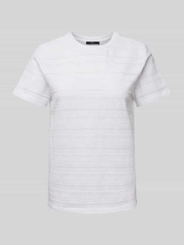 Zero T-Shirt mit Lochstickerei in Weiss, Größe 34