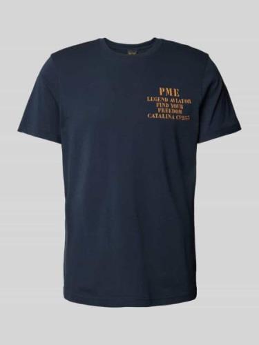 PME Legend T-Shirt mit Statement- und Label-Print in Marine, Größe M