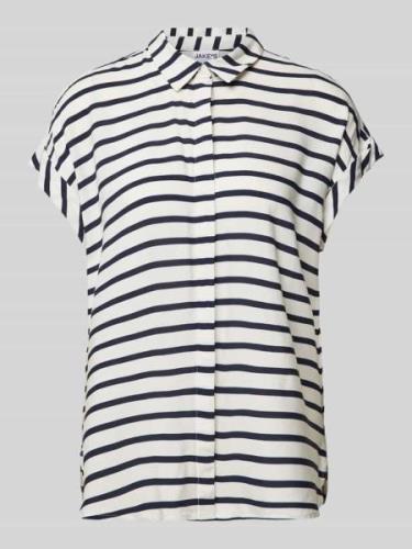 Jake*s Casual Blusenshirt mit Kappärmeln in Marine, Größe 34