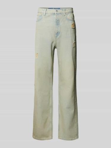 Hugo Blue Wide Leg Jeans im Destroyed-Look Modell 'Nate' in Hellblau, ...