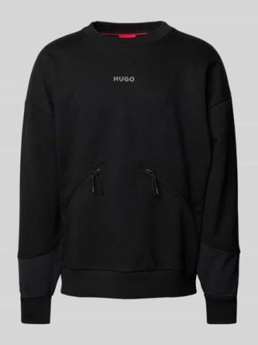 HUGO Sweatshirt mit Label-Print Modell 'Dautumnas' in Black, Größe S