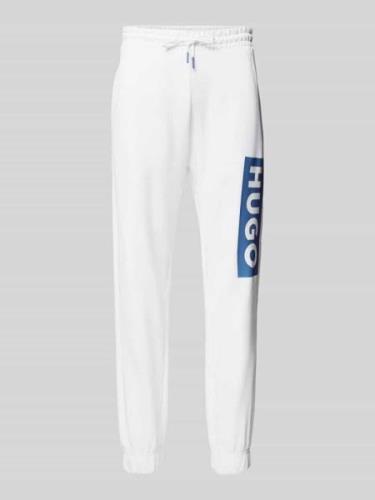 Hugo Blue Regular Fit Sweatpants mit Label-Print Modell 'Nuram' in Wei...