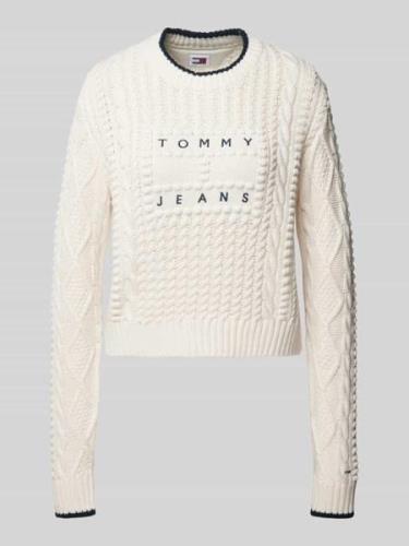 Tommy Jeans Strickpullover mit Zopfmuster Modell 'BUBBLE CABLE FLAG' i...