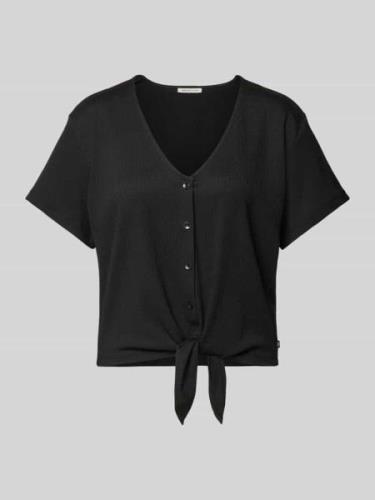 Tom Tailor Denim Blusenshirt mit Saum zum Binden in Black, Größe L