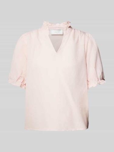 Neo Noir Blusenshirt mit Rüschen Modell 'Odesa' in Rosa, Größe 34