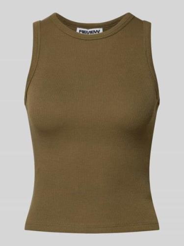 Review Tanktop mit Racerback in Oliv, Größe XS