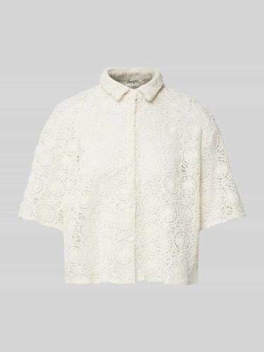 Jake*s Casual Bluse mit Häkelspitze in Offwhite, Größe 36