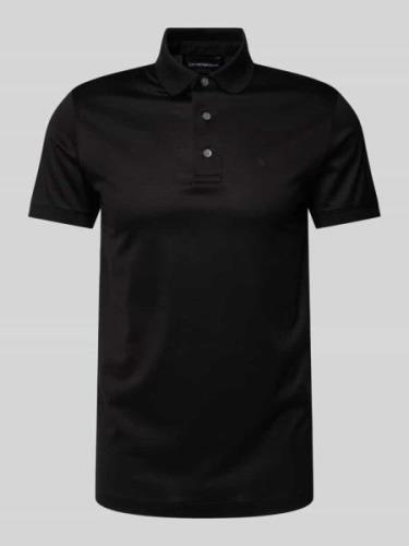 Emporio Armani Regular Fit Poloshirt mit Label-Detail in Black, Größe ...