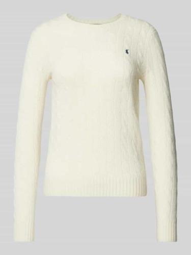 Polo Ralph Lauren Pullover mit Zopfmuster Modell 'JULIANNA' in Ecru, G...