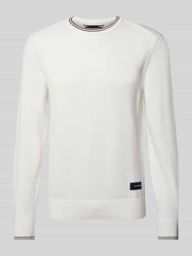 Tommy Hilfiger Strickpullover mit Label-Patch in Offwhite, Größe L