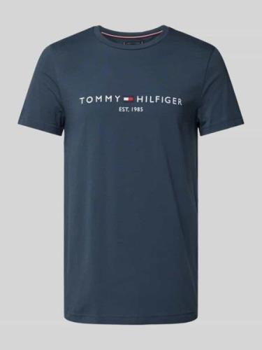 Tommy Hilfiger T-Shirt mit Label-Print in Rauchblau, Größe L