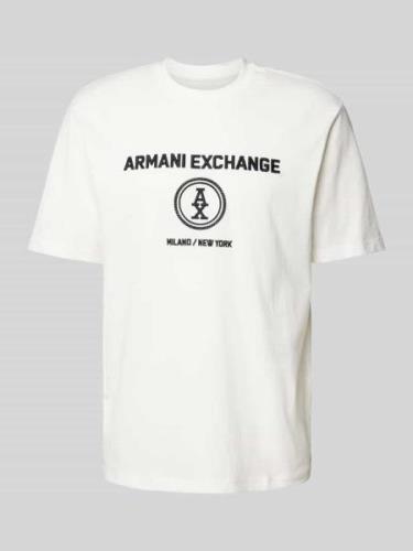 ARMANI EXCHANGE T-Shirt mit geripptem Rundhalsausschnitt in Weiss, Grö...