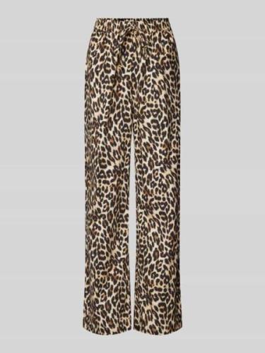 LOLLYS LAUNDRY Flared Stoffhose mit Animal-Print Modell 'Rita' in Mitt...