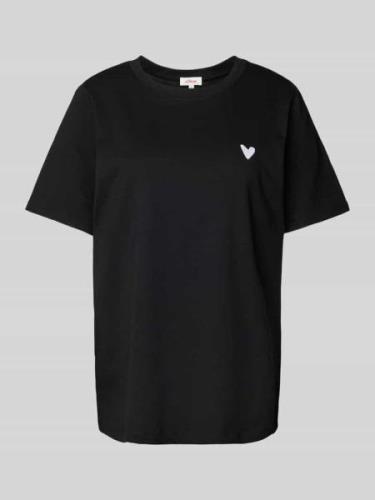 s.Oliver RED LABEL T-Shirt mit Motiv-Stitching Modell 'Heart' in Black...