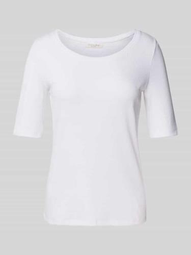 Christian Berg Woman T-Shirt in Ripp-Optik in Weiss, Größe L