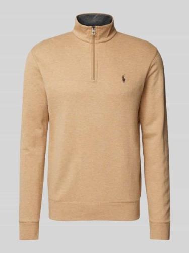 Polo Ralph Lauren Sweatshirt mit kurzem Reißverschluss in Camel, Größe...