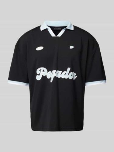 Pegador Regular Fit Poloshirt mit Label-Print in Black, Größe M