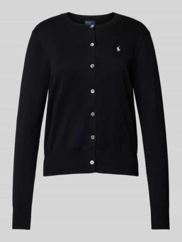 Polo Ralph Lauren Strickcardigan mit Logo-Stitching in Black, Größe L