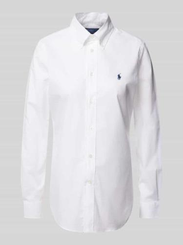 Polo Ralph Lauren Bluse mit Button-Down-Kragen in Weiss, Größe 44