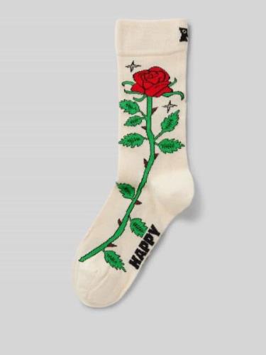 Happy Socks Socken mit Motiv-Print Modell 'Rose' in Offwhite, Größe 36...