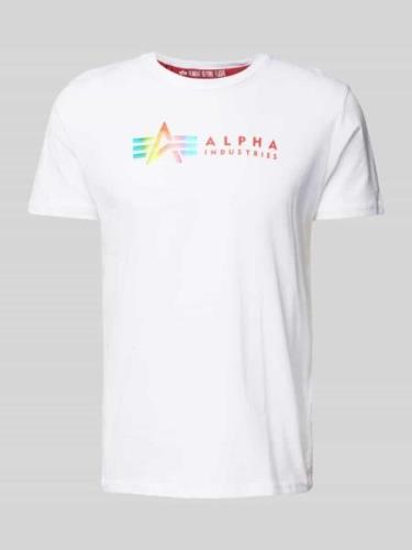 Alpha Industries T-Shirt mit Label-Print in Weiss, Größe L