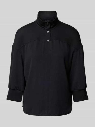 Marc Cain Bluse mit Stehkragen und 3/4-Arm in Black, Größe 40