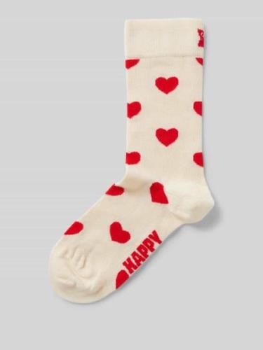 Happy Socks Socken mit Motiv-Print Modell 'Heart' in Offwhite, Größe 3...