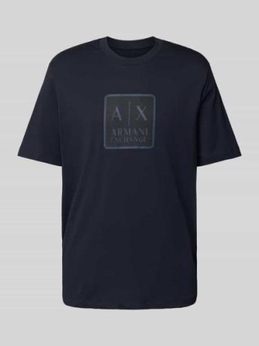 ARMANI EXCHANGE T-Shirt mit Label-Print in Dunkelblau, Größe L